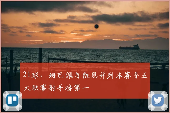 21球，姆巴佩与凯恩并列本赛季五大联赛射手榜第一